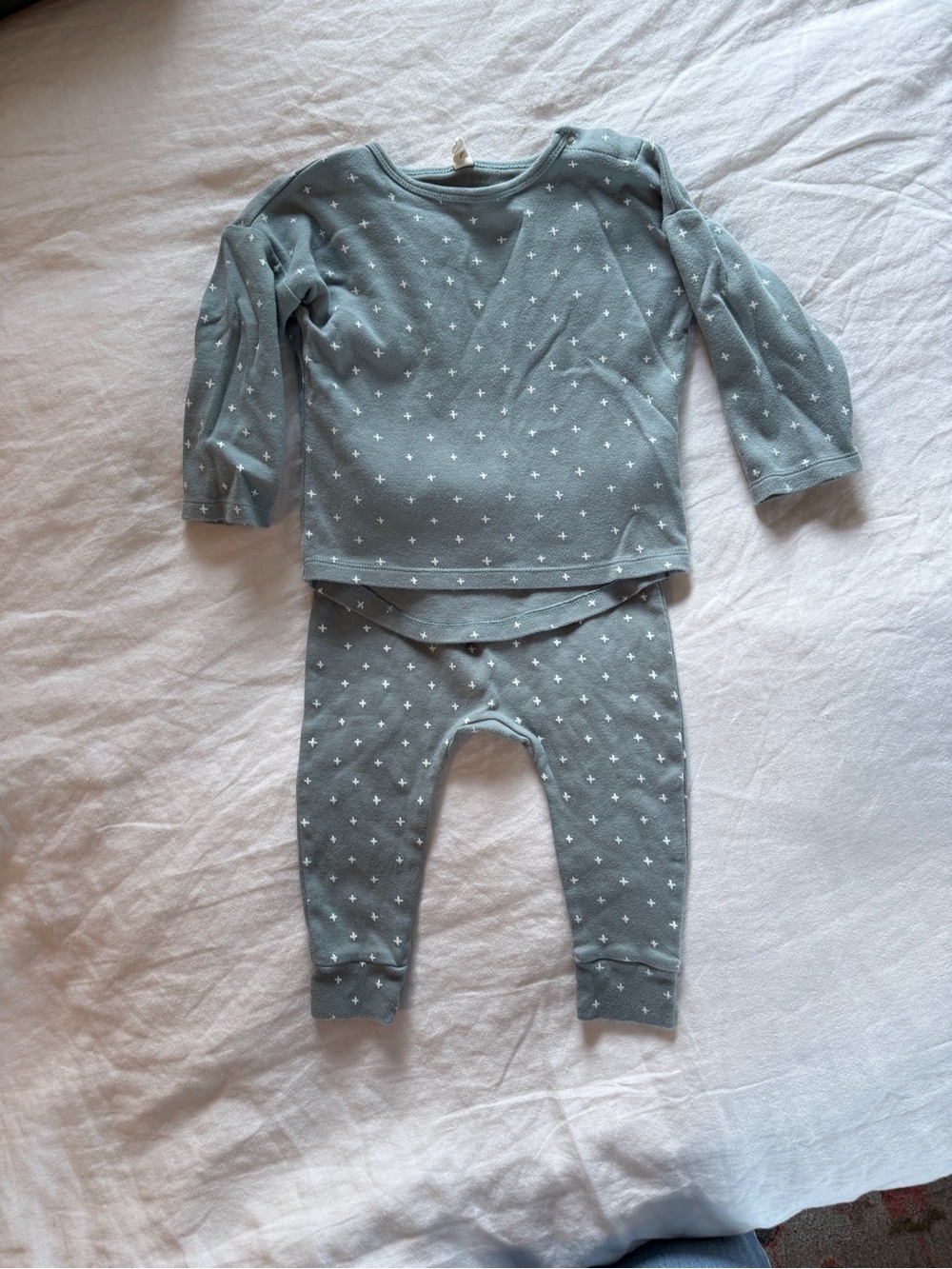 Quincy Mae Dusty Blue Star Print Kids Pajama Set